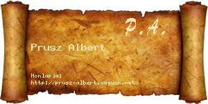 Prusz Albert névjegykártya